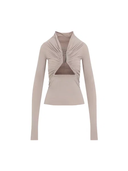 Top Rick Owens z dżerseju beżowy
