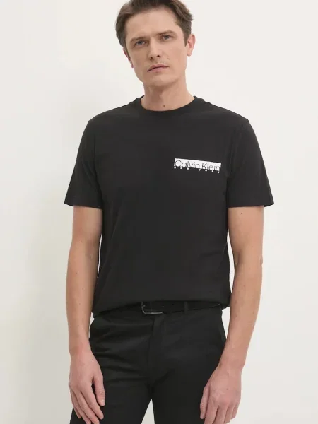 Тениска Calvin Klein с принт черно