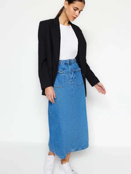 Fustă din denim Trendyol albastru