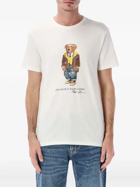 Tricou Polo Ralph Lauren cu decolteu rotund cu imagine alb