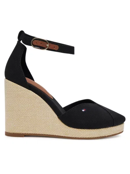 Tommy Hilfiger Półbuty Flag High Wedge Espad Closed Toe czarny