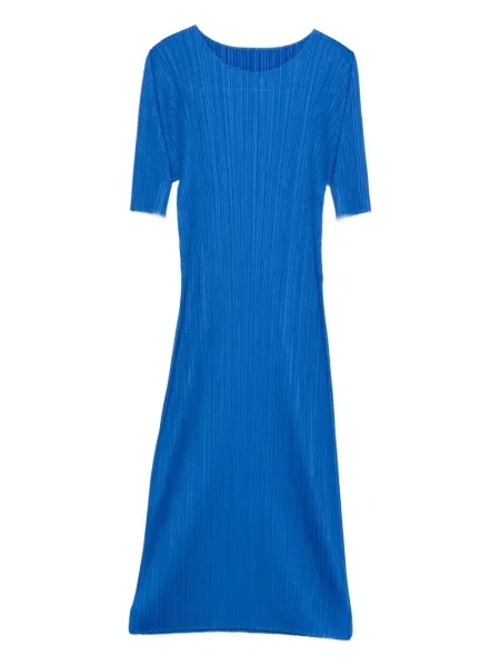 Rochie midi Pleats Please Issey Miyake plisată până la genunchi de costum albastru