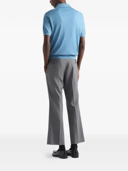 Tricou polo Prada de lână albastru