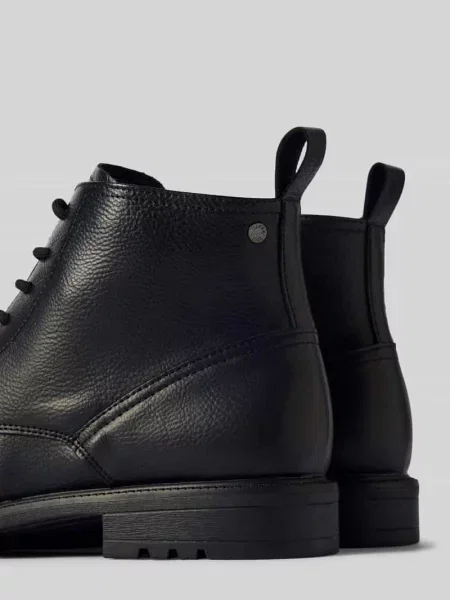 Buty sznurowane z wytłoczonym logo model ‘BARBICAN’ czarne