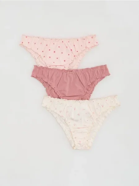 Reserved Set de 3 perechi de chiloți cu conținut ridicat de roz-pudră roz