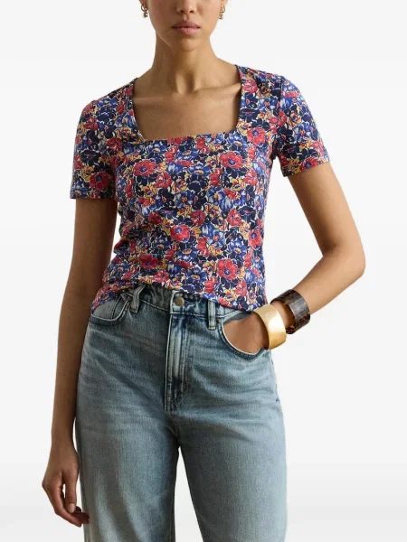 Pulover Lauren Ralph Lauren cu model floral cu imagine albastru