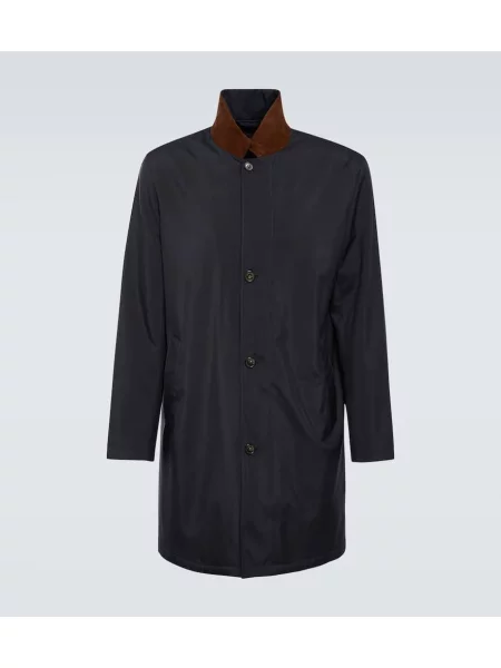 Palton Loro Piana din piele albastru