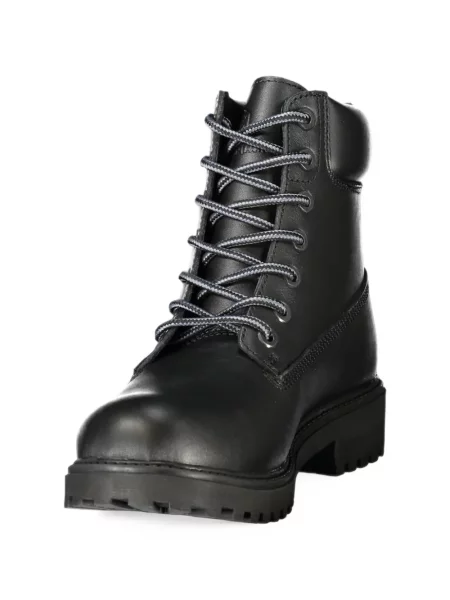 Botine Lumberjack cu șireturi din piele negru
