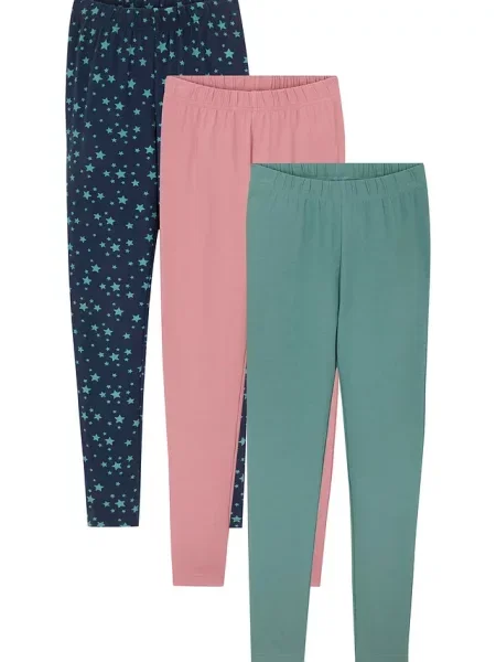 Legginsy z elastycznego materiału z bawełną organiczną 3 szt. niebieskie