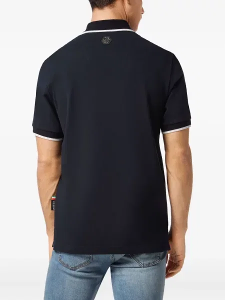 Polo Philipp Plein cu broderie teddy albastru