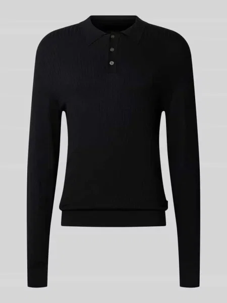 Sweter z dzianiny z kołnierzykiem typu kent model ‘EDGAR’ Jack & Jones Premium czarny