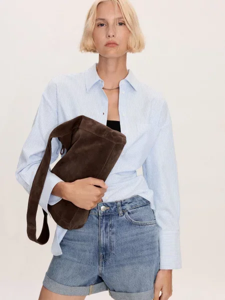 MANGO Шорти джинсові синій