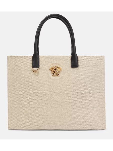 Geantă Versace din canvas bej