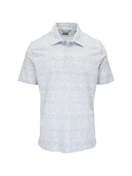 Tricou polo Faherty cu model floral alb