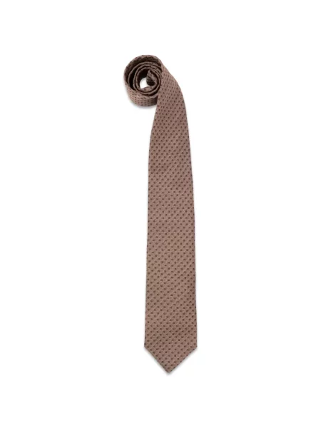 Cravată Brunello Cucinelli de mătase cu imprimeu geometric maro