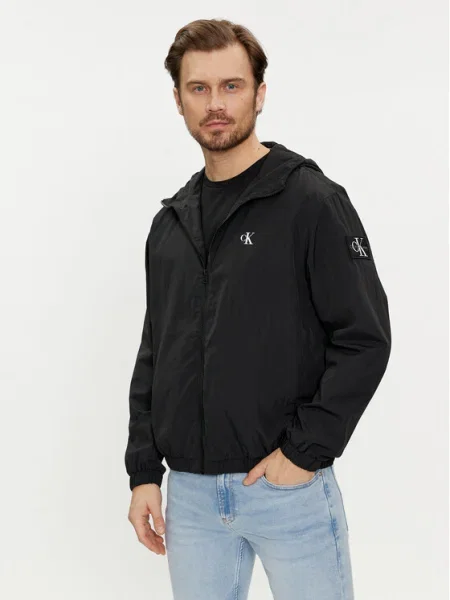 Geacă Calvin Klein Jeans cu mâneci lungi cu autograf negru