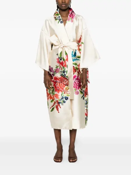 Palton Dolci Follie de mătase cu model floral negru