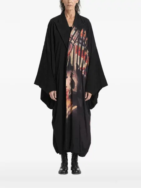 Raštuotas paltas Yohji Yamamoto juoda