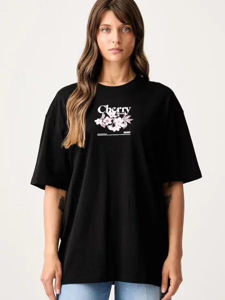 HUGO Blue tricou pentru femei din Oversized negru