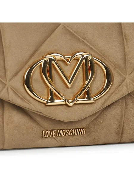 Semišová kabelka Love Moschino béžová