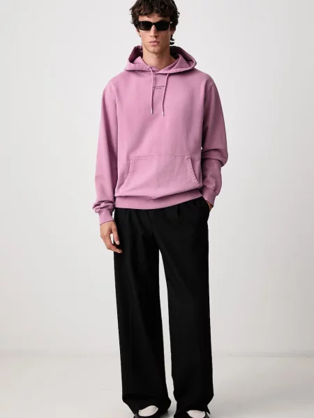 Drôle de Monsieur Classic Slogan bluza z kapturem różowa