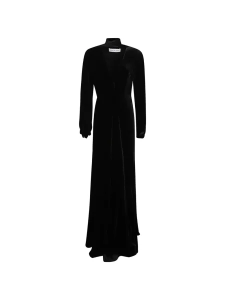 Rochie maxi Raquel Diniz de catifea cu decolteu în V negru