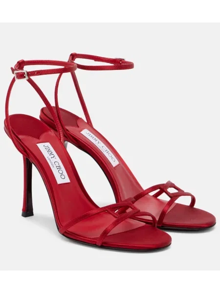 Sandale Jimmy Choo din satin roșu