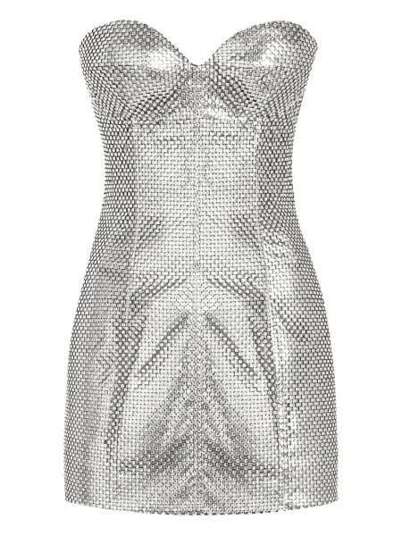Rochie mini Dolce & Gabbana plasă de costum argintiu