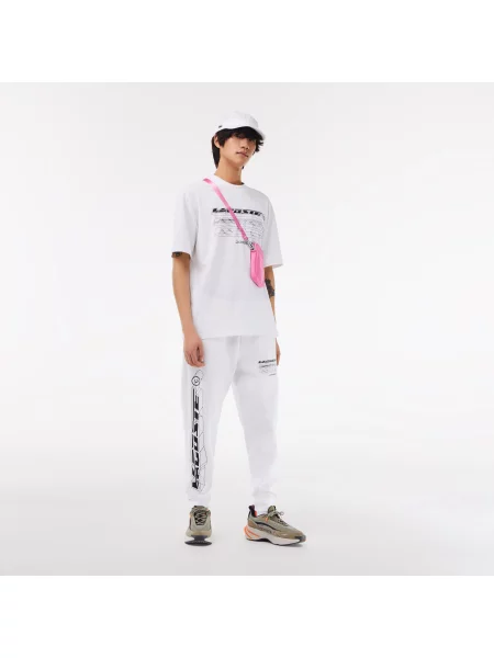 Lacoste Spodnie Dresowe Slim Fit Dwustronne białe