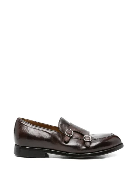 Pantofi monk Green George din piele cu cataramă verde