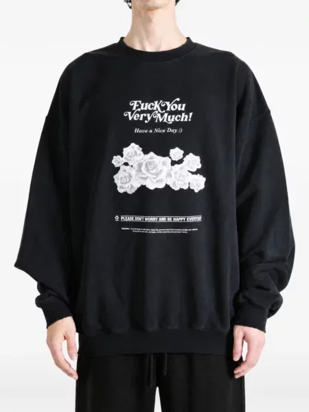 Пуловер Vetements на цветя с принт черно