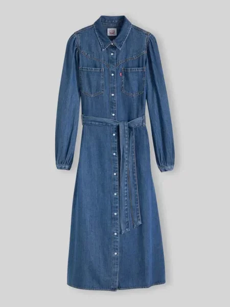 Levi's sukienka jeansowa JOURNEY LS MAXI niebieska