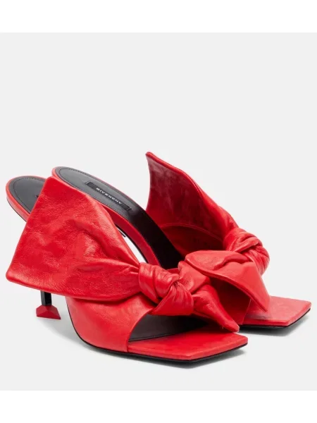 Papuci tip mules Givenchy cu funde din piele roșu