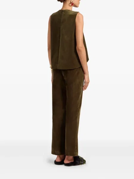 Pantaloni La Doublej de catifea verde