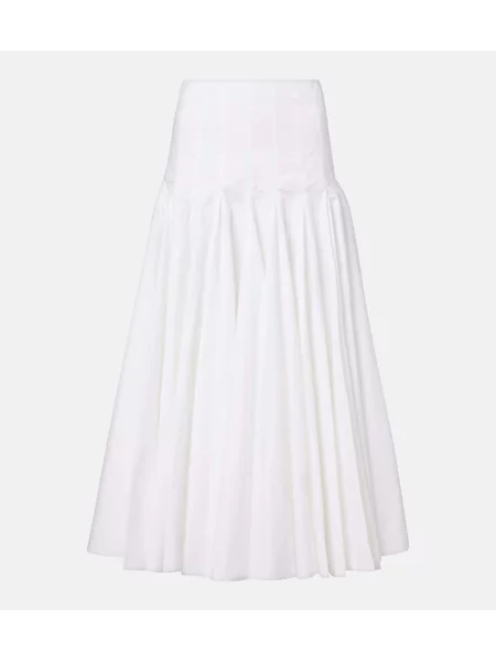 Fustă midi Jacquemus din jerseu până la genunchi alb