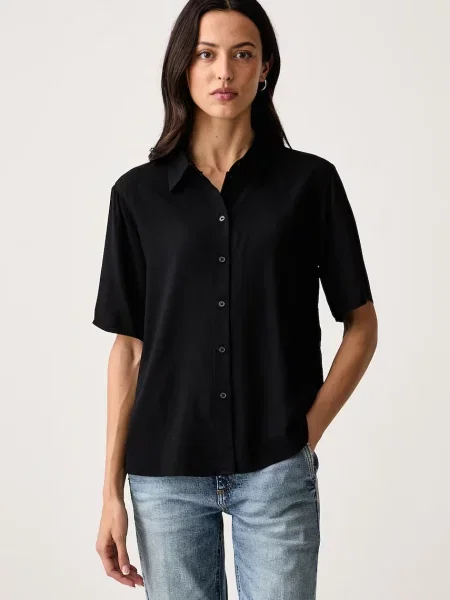 United Colors of Benetton cămașă de damă din vâscoză negru
