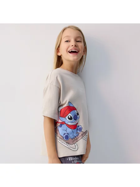 Reserved Vánoční tričko Lilo & Stitch béžová