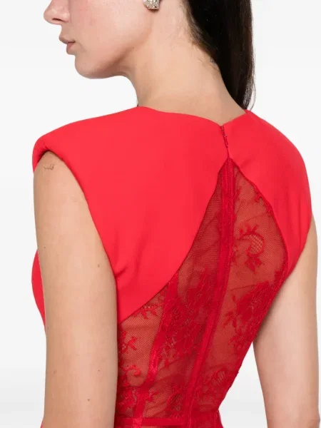 Копринена костюм макси рокля Silk Love & Lace без ръкави червено