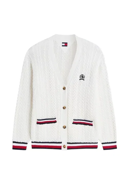 Πλεκτή ζακέτα Tommy Hilfiger με κέντημα λευκό