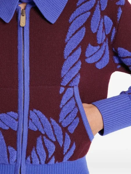 Cardigan Temperley London cu imprimeu geometric roșu