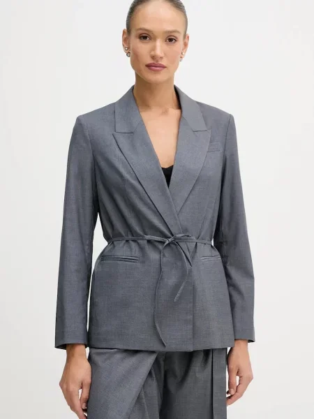 Sisley marynarka dwurzędowa gładka szary