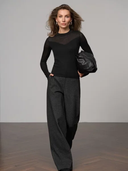 Штани палаццо TrikoBakh вовна/віскоза сірий