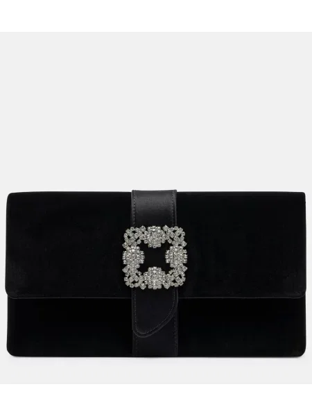 Geantă plic Manolo Blahnik de catifea negru