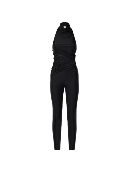 Salopetă The Andamane cu volane cu gât halter negru