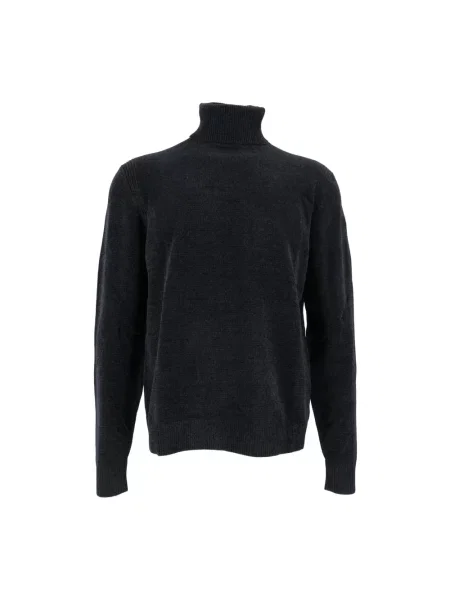 Aksamitny sweter z golfem Rrd do golfa niebieski