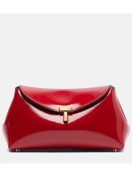 Geantă plic Toteme din piele de lac roșu