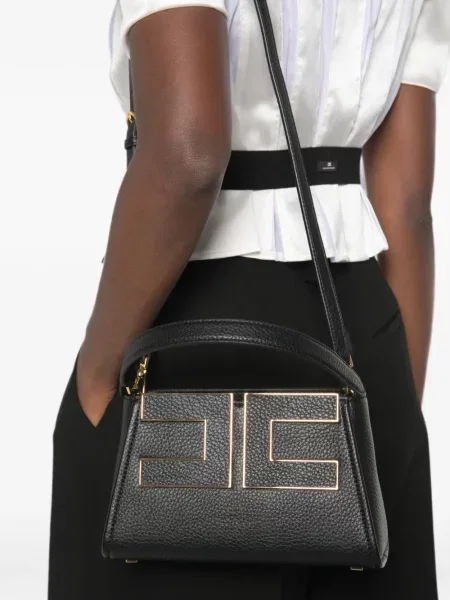 Shopper kabelka Elisabetta Franchi s autogramem černá