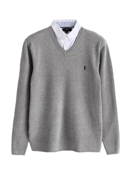 Next Pulover gri / gri închis alb