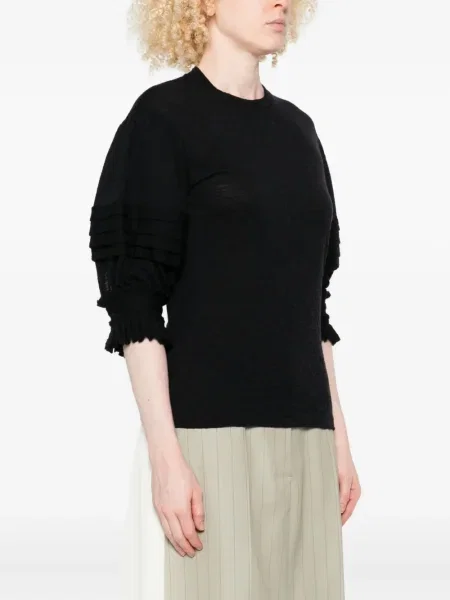 Top Jil Sander plisat negru