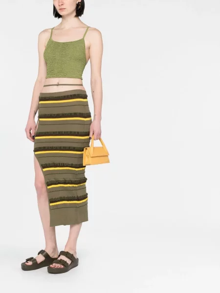 Briaunotas midi sijonas Jacquemus iki kelių žalia